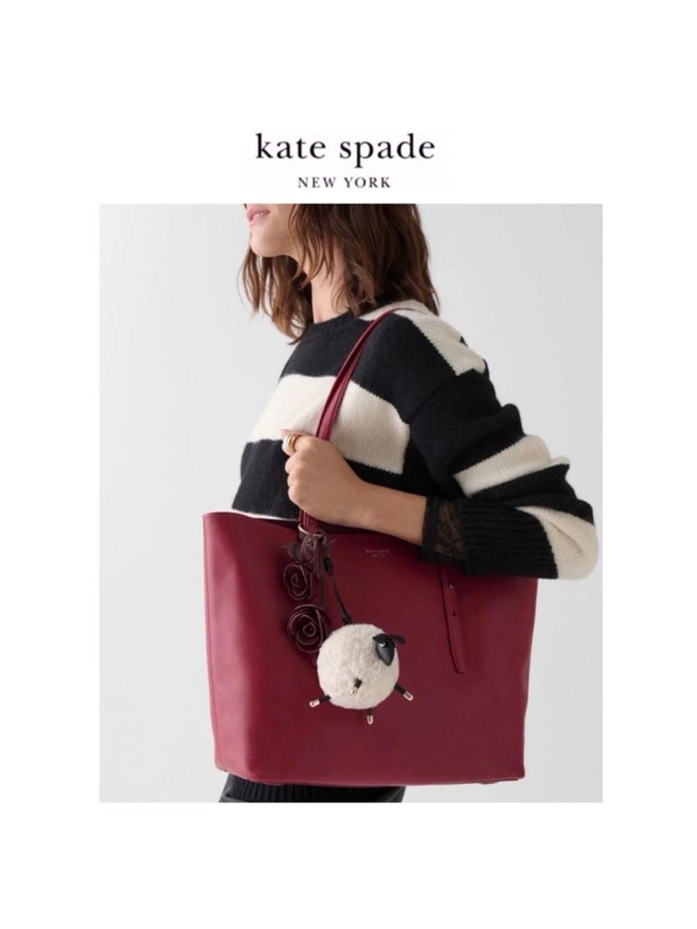 NWT Kate Spade ♠️FLUFFY SHEEP Faux Shearling Leather Strap Bag Charm/ Key Chain - Picture 10 of 12